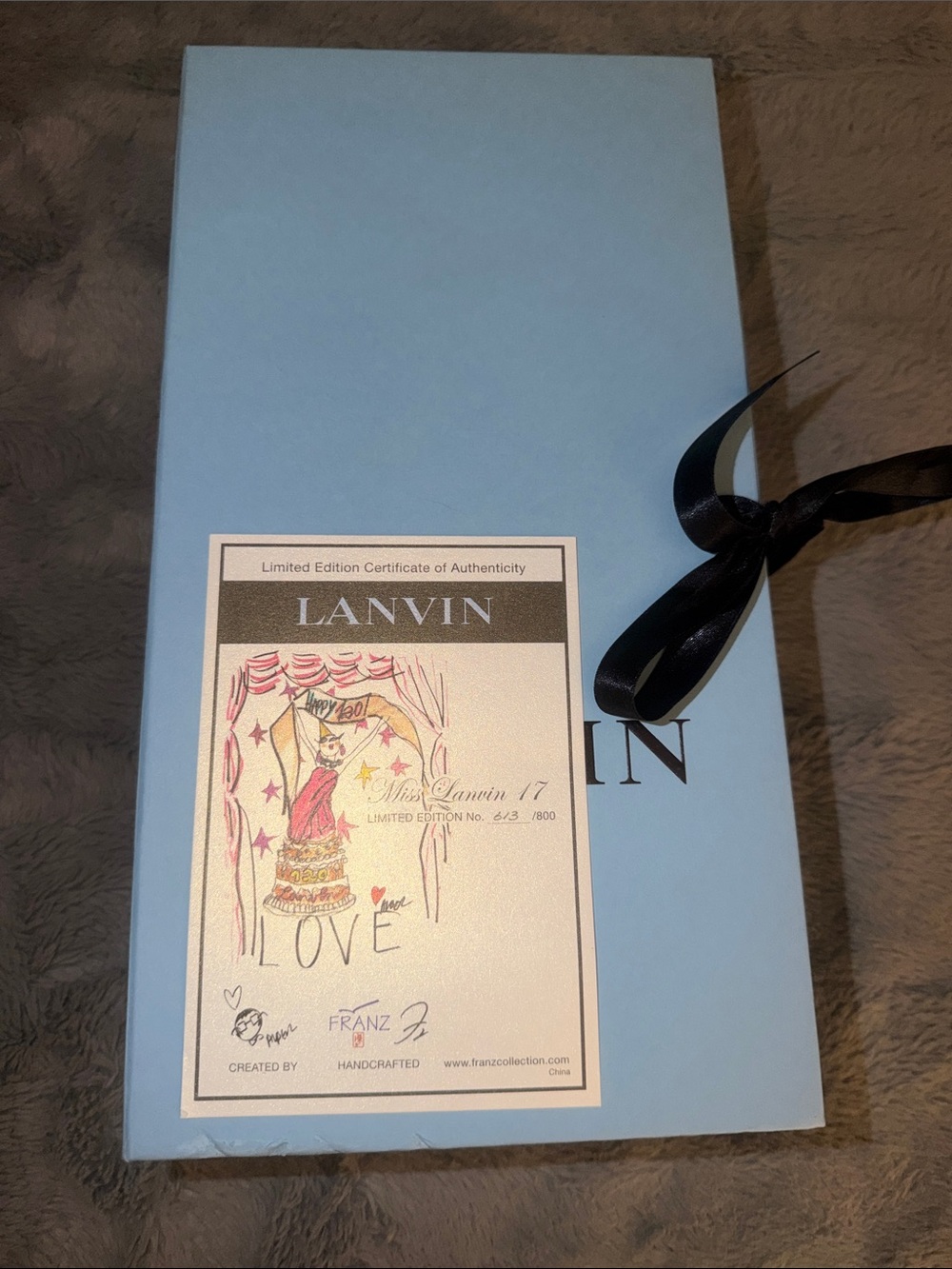 Preloved limited edition Lanvin Light Blue Gift Box with Black Ribbon # 613